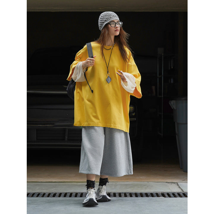 Women's Wide Sweat Palazzo Pants with Elastic Drawstring and Culotte Cut Mune Fashion