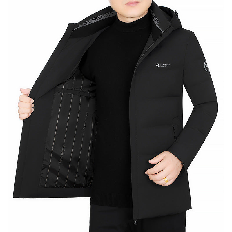 Men's Quilted City Coat with Hood, Seamless Minimal Design and Windproof Performance Outer Shell Mune Fashion