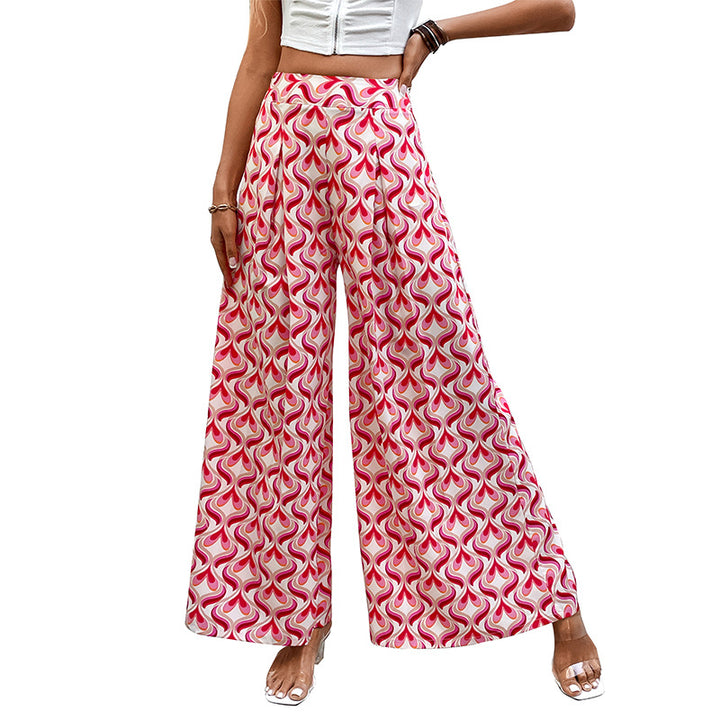 Women's Wide Trousers with Colorful Pattern Mune Fashion