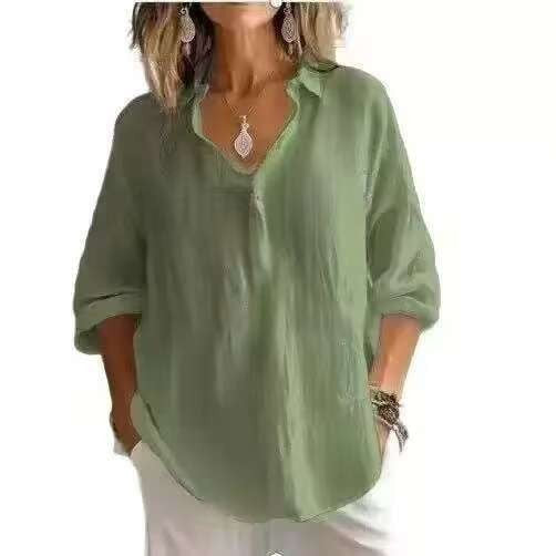 Women Lightweight Linen Blouse Mune Fashion