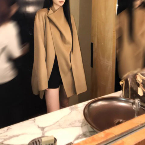 Women's Fashionable Oversized Wool Coat Mune Fashion