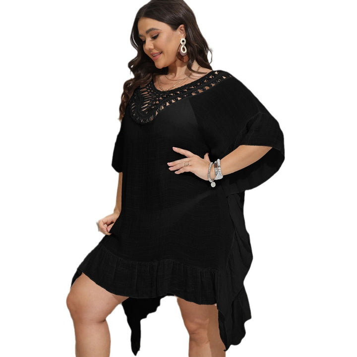 Women's airy beach poncho with crocheted neckline Mune Fashion