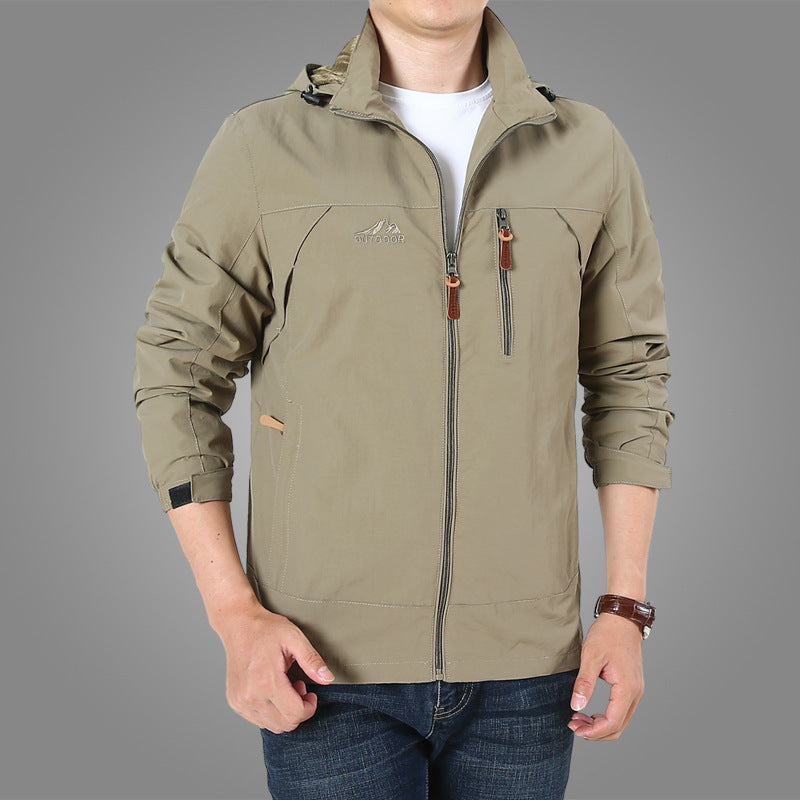 Men's Lightweight Softshell Outdoor Jacket with Hood, wind and water-repellent shell and multifunctional pockets Mune Fashion