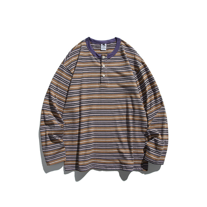Unisex Oversize Long Sleeve with maritime stripe pattern and functional zippered chest pocket Mune Fashion