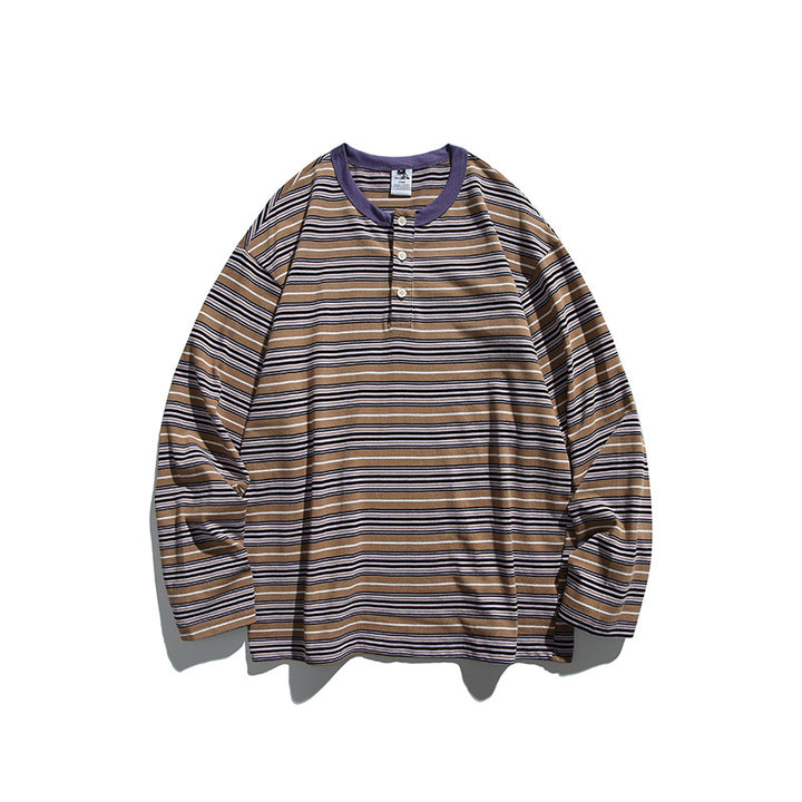 Unisex Oversize Long Sleeve with maritime stripe pattern and functional zippered chest pocket Mune Fashion