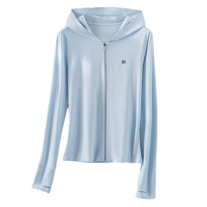 Women's Ultra-Light UV Protection Hooded Jacket with Full Zip and Thumb Loops Mune Fashion