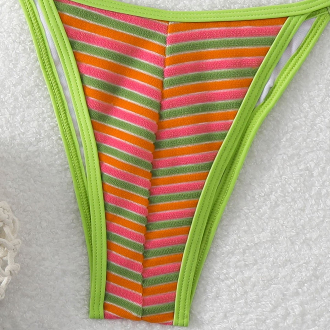Ladies triangle bikini with brightly colored stripes Mune Fashion