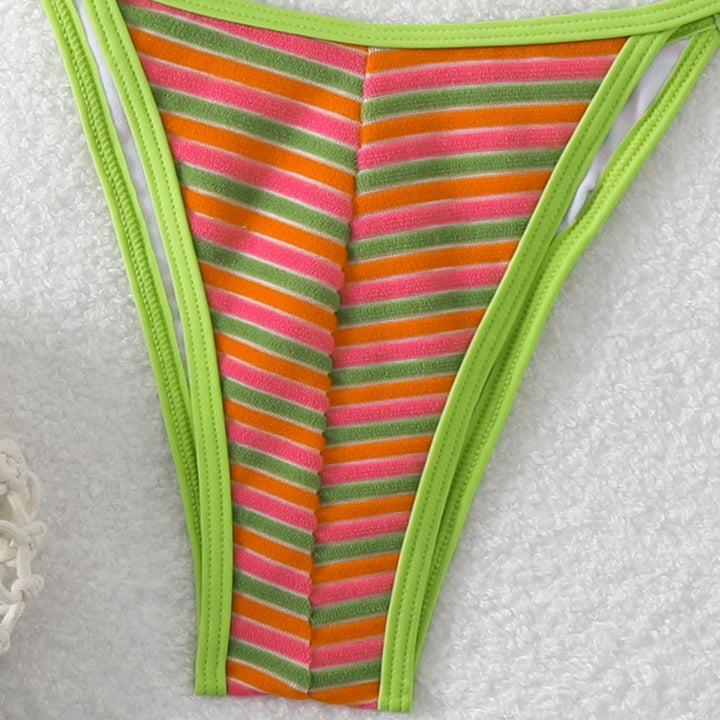 Ladies triangle bikini with brightly colored stripes Mune Fashion