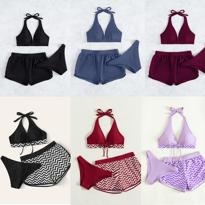 Women's Sporty Bikini Set with Adjustable Halterneck Drum