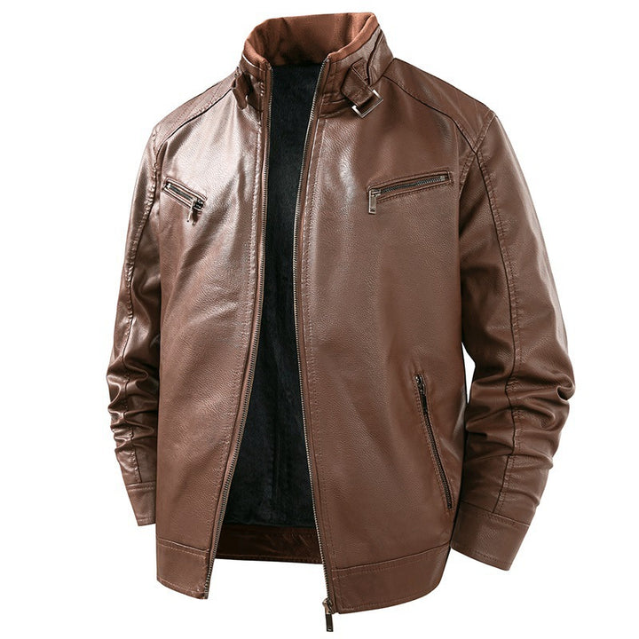 Men's Fashion Leather Jacket with Fleece Lining Mune Fashion