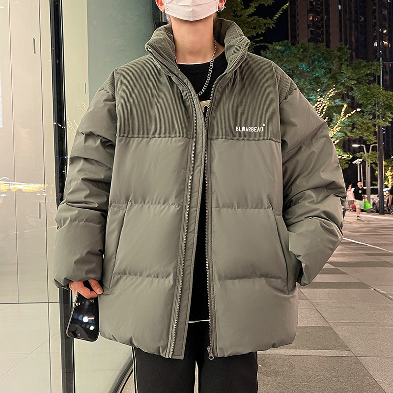 Men's padded quilted jacket with cord details, high stand collar & oversized cut Mune Fashion