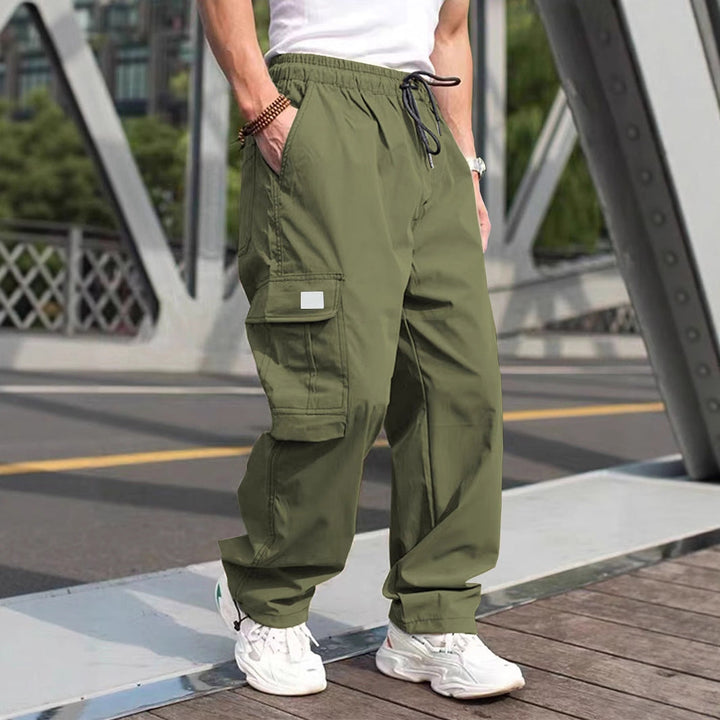 Men's Casual Cargo Pants with Elastic Waistband and Multifunctional Pockets Mune Fashion