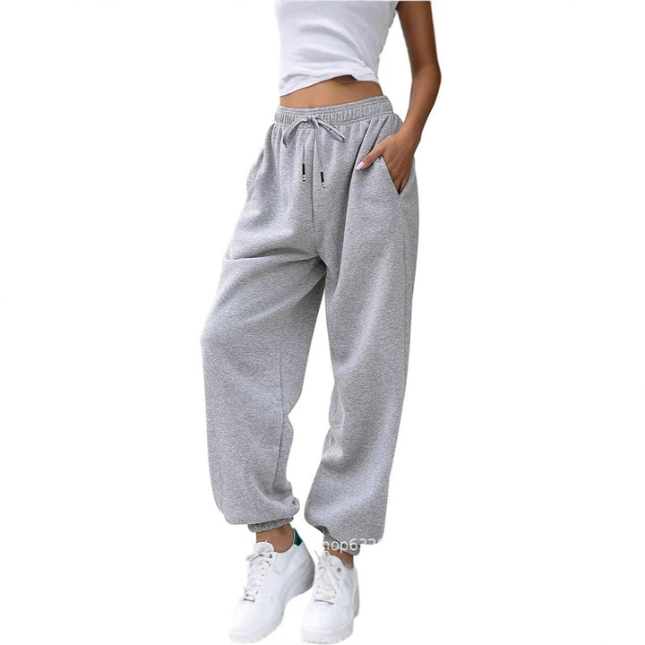 Women's casual jogging pants with high waistband, elastic ankle cuffs, and soft fleece lining Mune Fashion