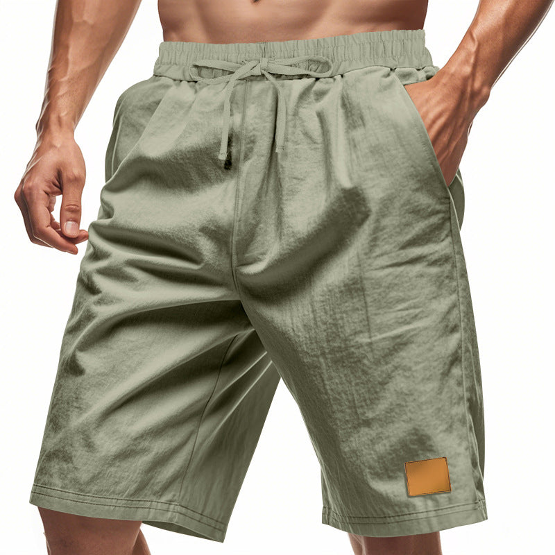 Men's drawstring Bermuda shorts made of soft cotton blend with elastic waistband and side pockets Mune Fashion