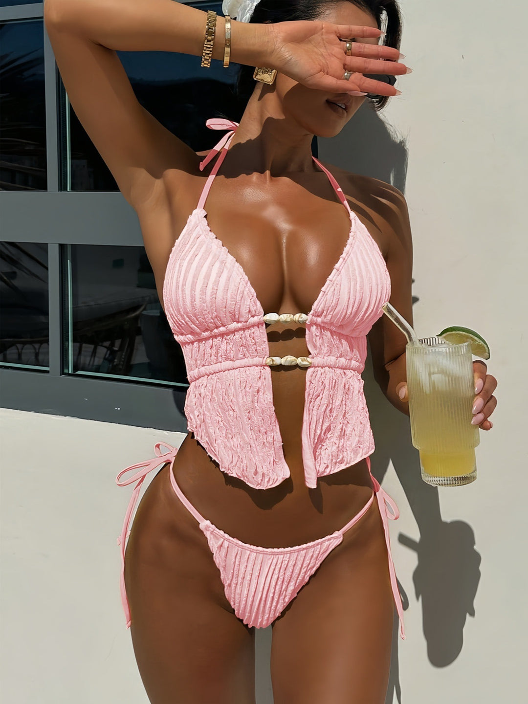 Women's Elegant Pleated Bikini with Eyecatcher Details Mune Fashion