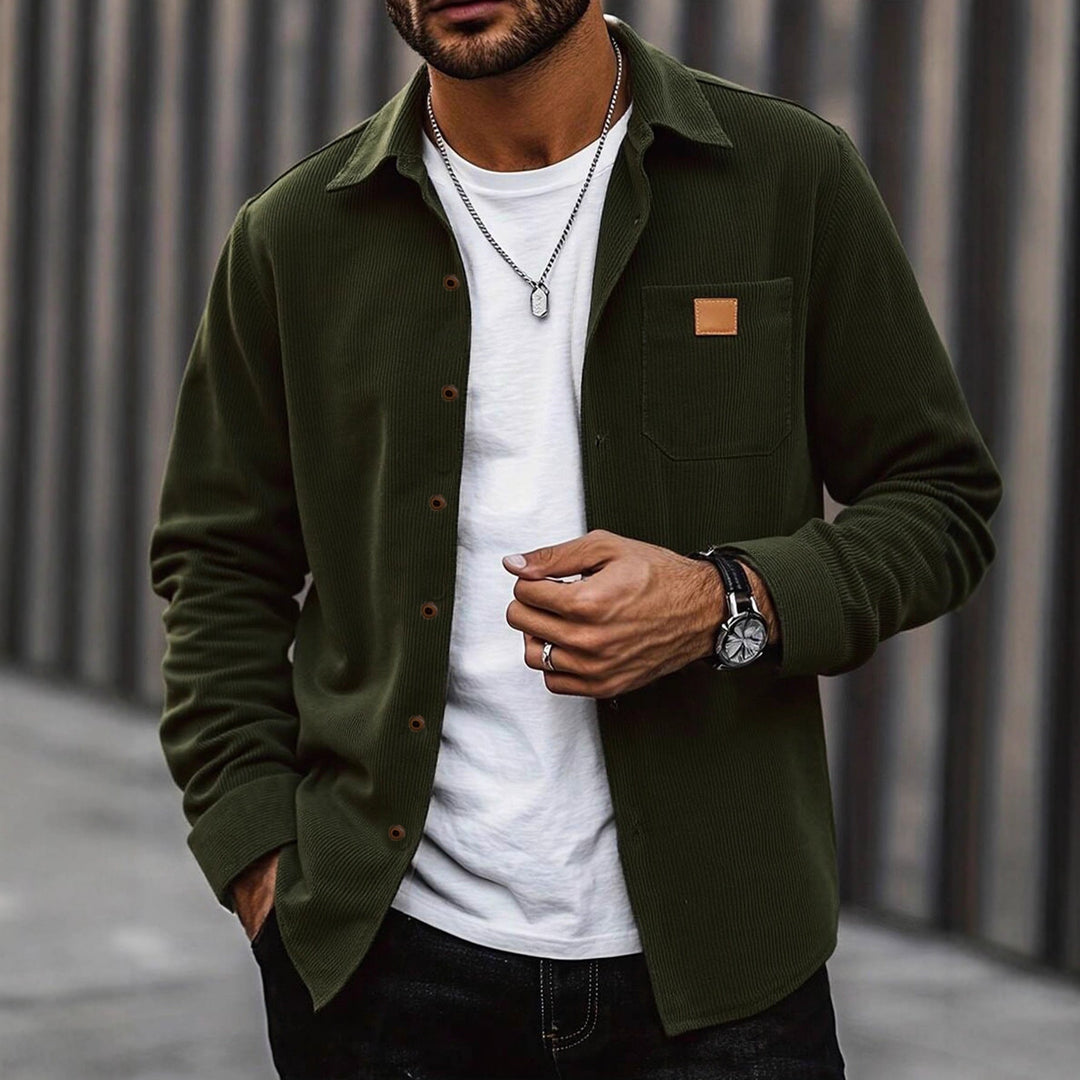 Men's Cord Shirt with Stylish Replay Style Mune