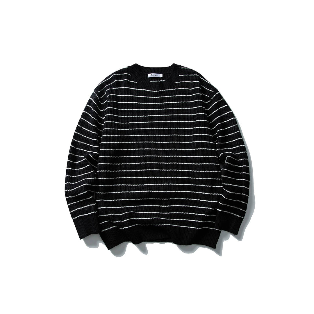 Unisex Striped Knit Sweater in Breton Look with Chunky Rib Structure and Round Neck Mune Fashion