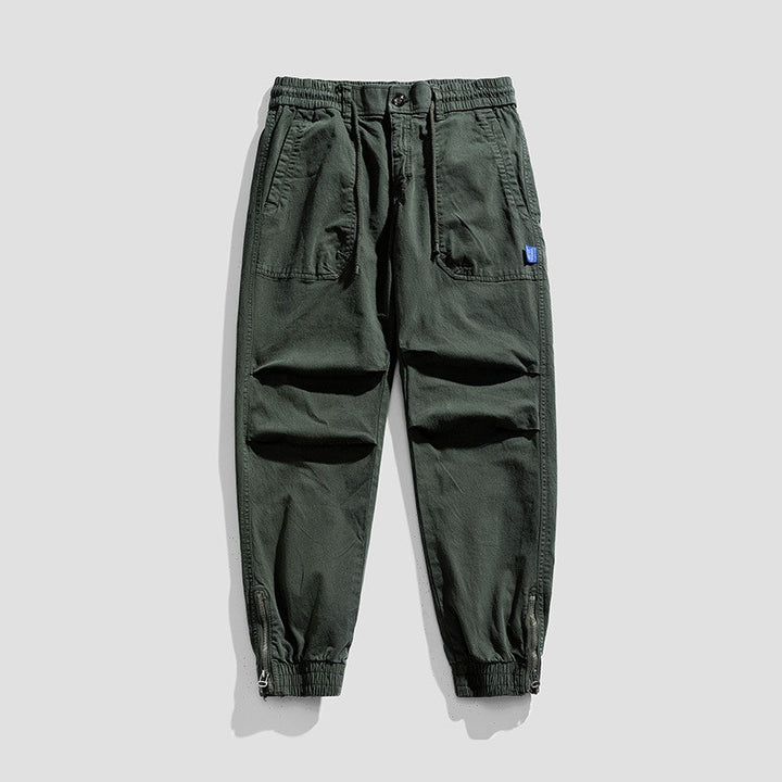 Men's Relaxed-Fit Canvas Cargo Jogger with elastic drawstring waistband, patch front pockets and zipper cuffs Mune Fashion