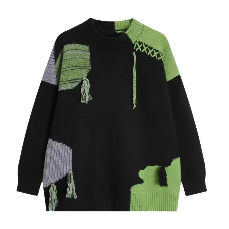 Men's Casual Chunky Knit Sweater with Creative Pattern Mune Fashion