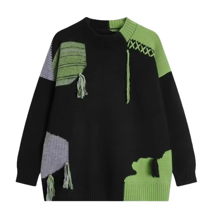 Men's Casual Chunky Knit Sweater with Creative Pattern Mune Fashion