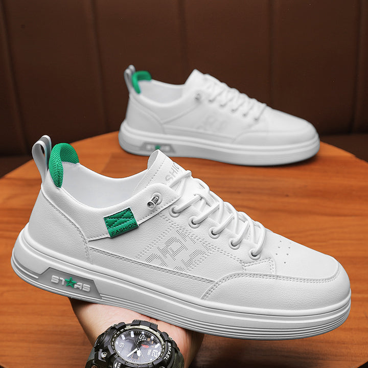 Men's minimalist faux leather sneakers with ventilated toe perforation and padded heel loop Mune Fashion