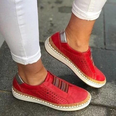 Women's perforated slip-on sneakers with elastic insert and cork-look platform Mune Fashion