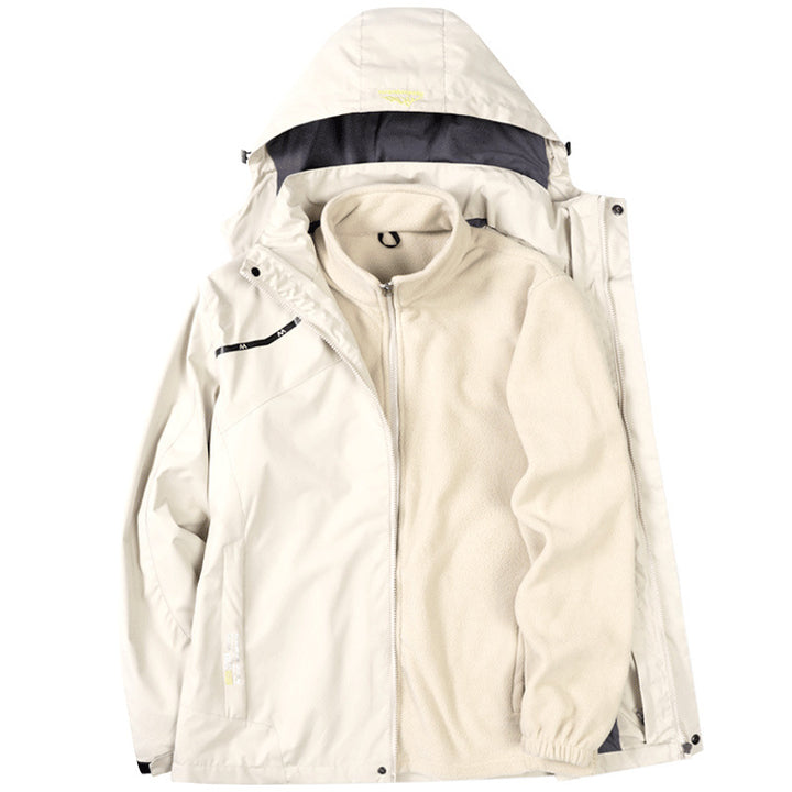 Men's two-layer waterproof outdoor jacket with fleece collar and hood Mune Fashion