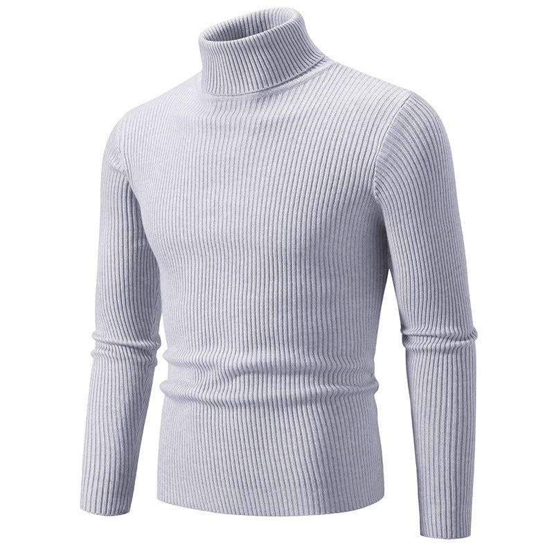 Men's narrow ribbed knit turtleneck sweater made of cotton mix with stretch Mune Fashion