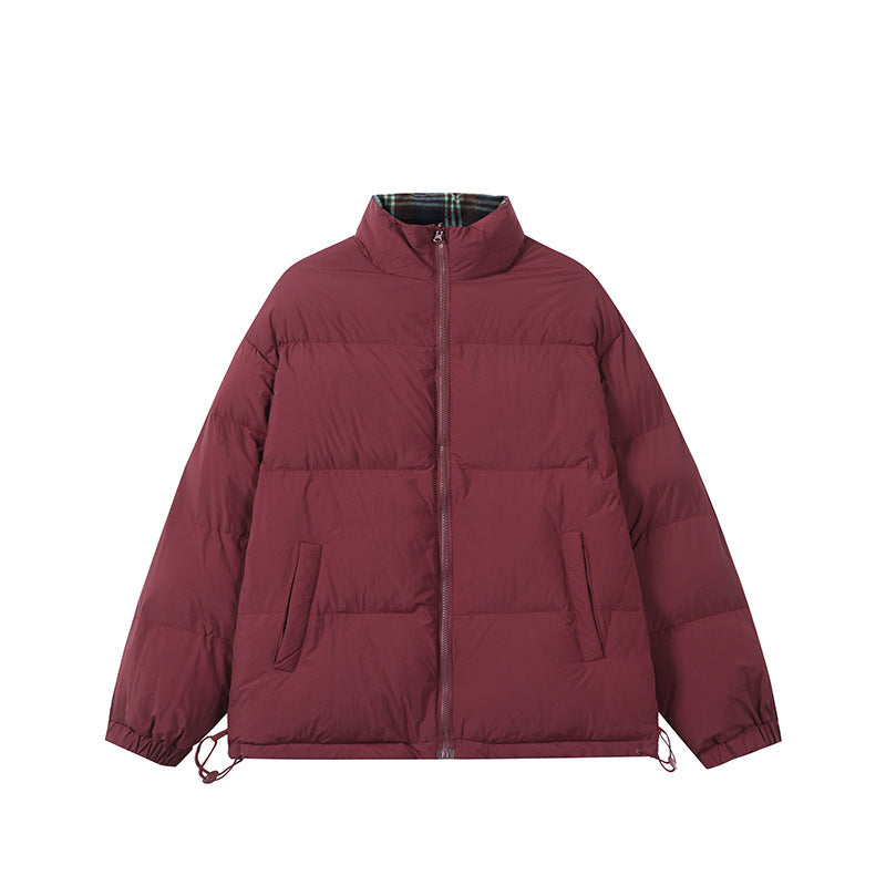 Unisex Boxy-Short Parka with quilted insulation, drawstring hem and plaid lined collar Mune Fashion