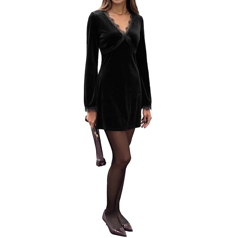 Ladies Elegant Mini Dress with Lace Details Mune Fashion
