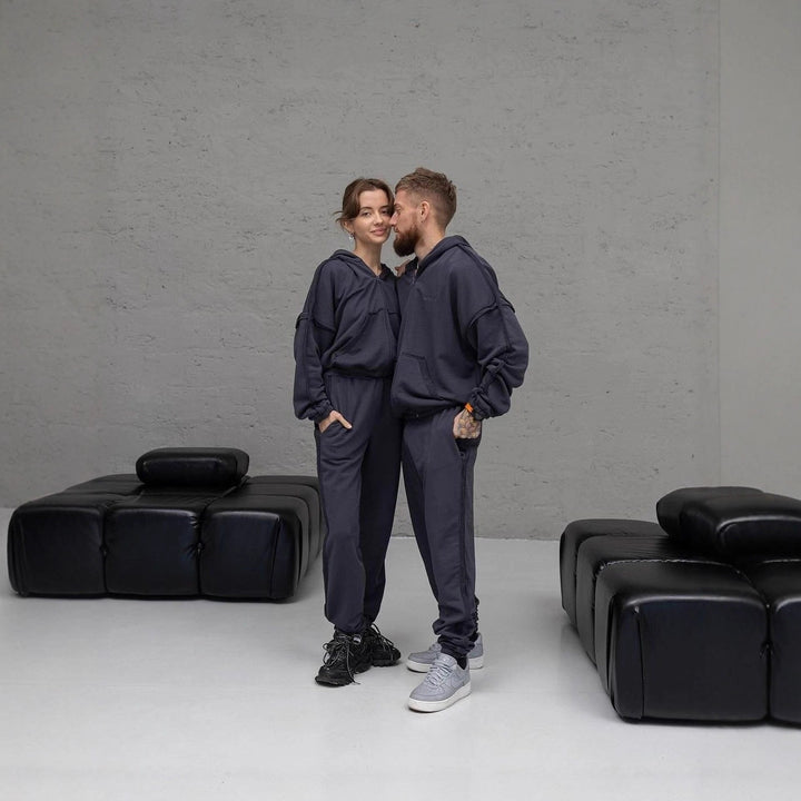 Unisex Oversize Hoodie Set made of soft fleece with zipper and joggers Mune Fashion