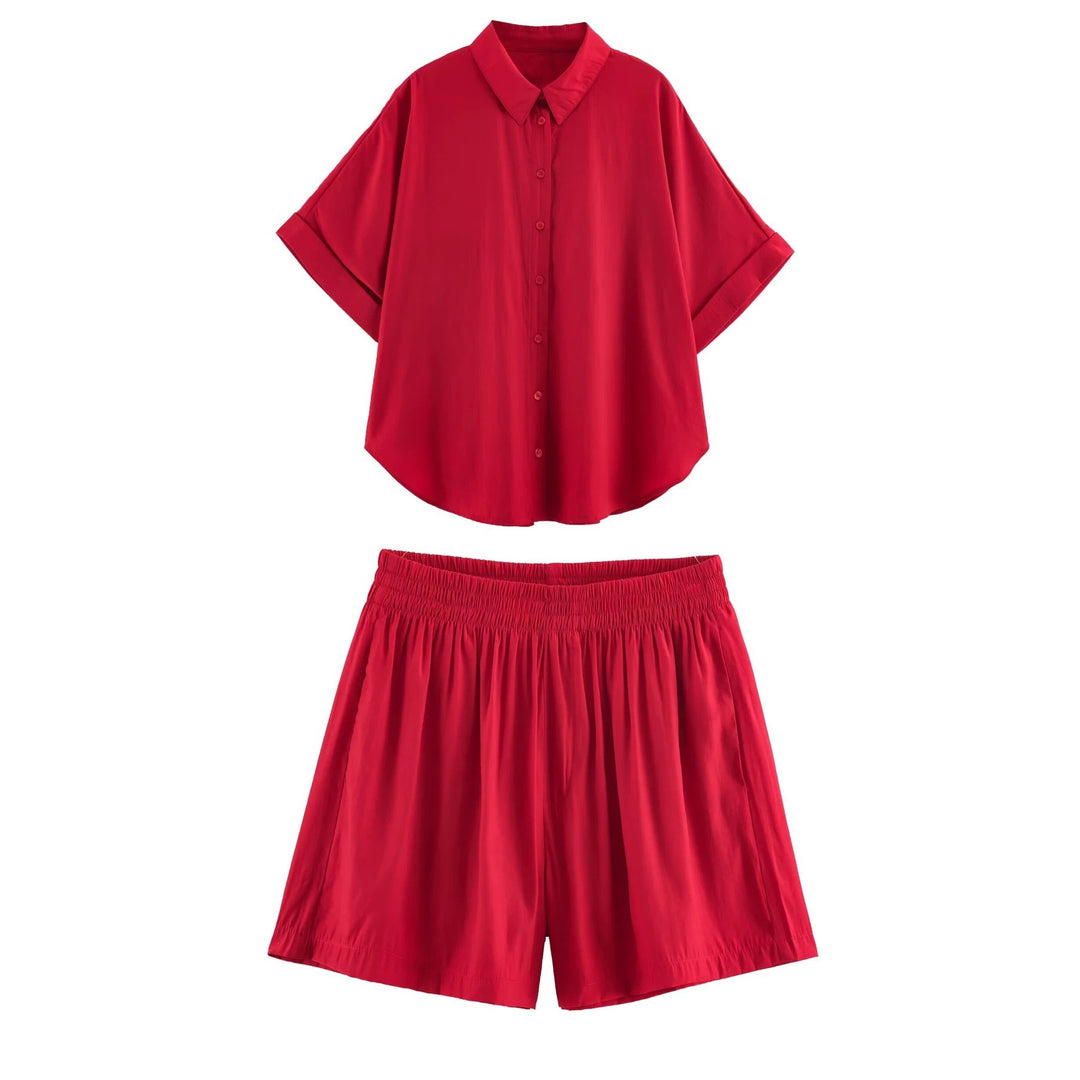 Women's Loose Two-Piece Set with Oversized Shirt and Elastic Shorts Mune Fashion
