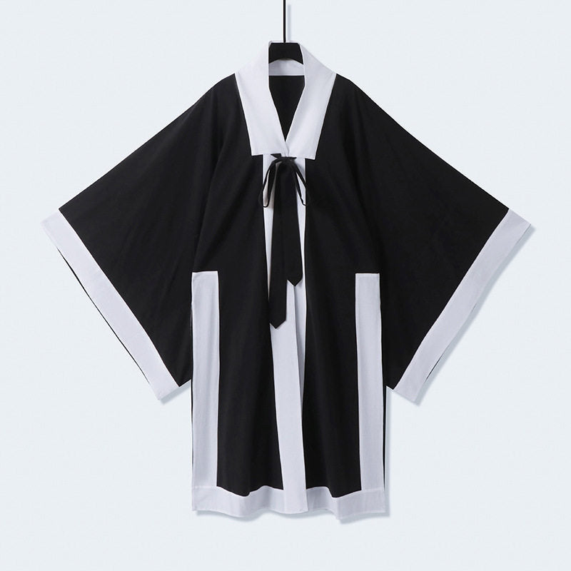 Unisex Oversize Kimono-Cardigan with contrast trim, tie belt and patch pockets Mune Fashion