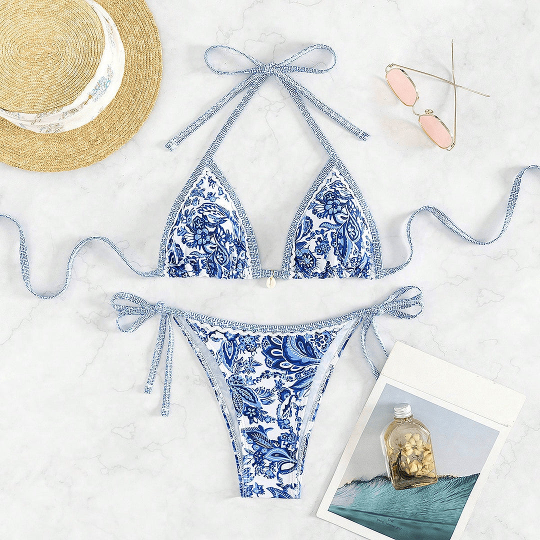 Women's Triangle Bikini Set with Floral Design Mune Fashion