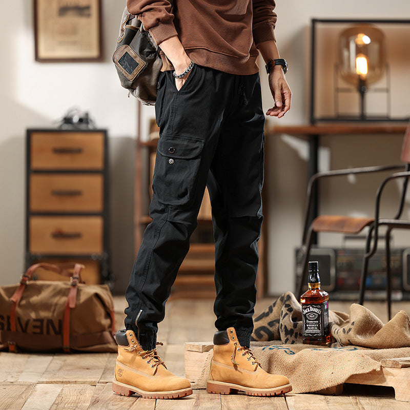Men's cargo joggers with multi pockets and elastic cuffs Mune Fashion