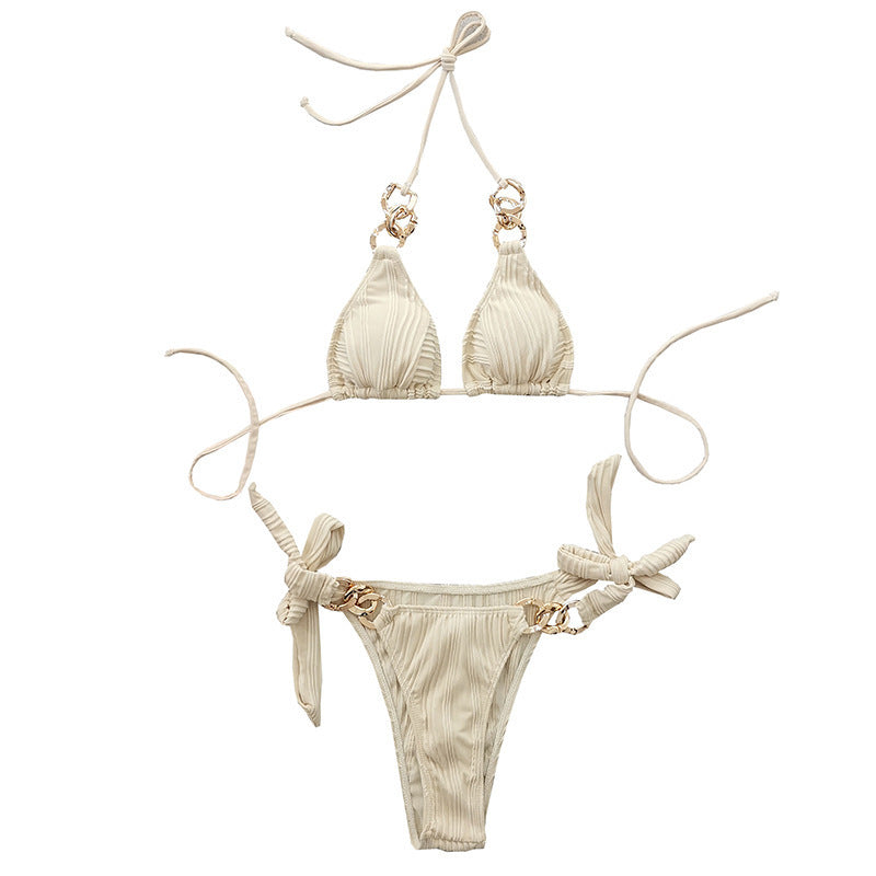 Ladies Triangle Bikini Set with elegant jewelry details Mune Fashion