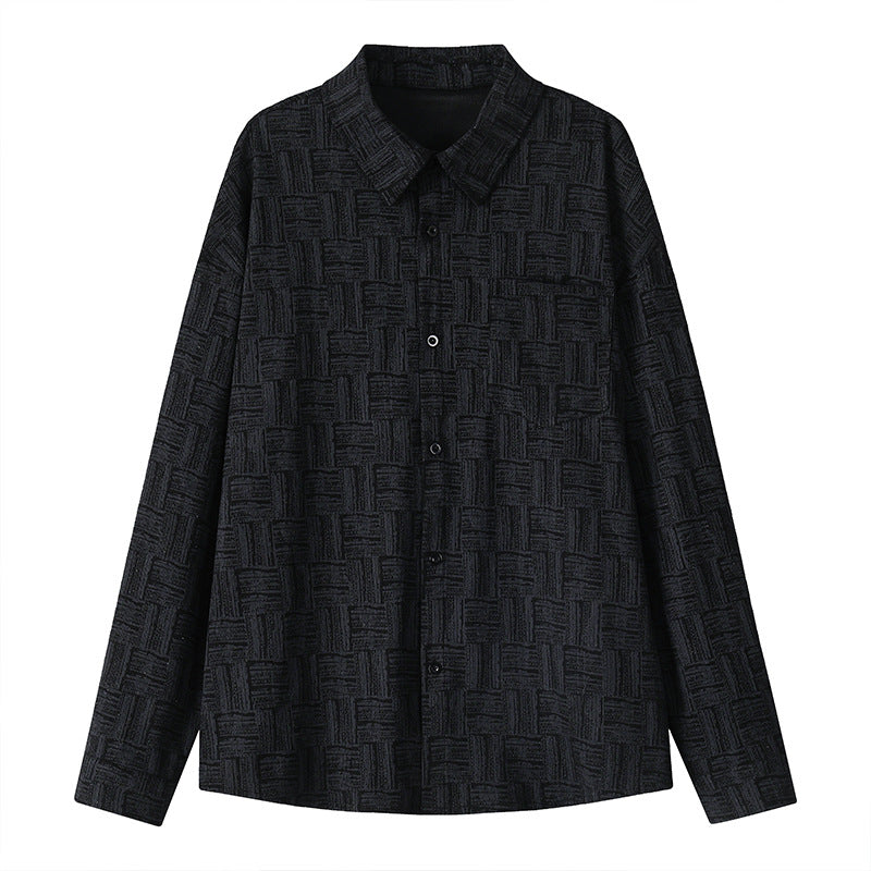 Men's overshirt jacket made of structured cotton blend with check pattern relief Mune Fashion
