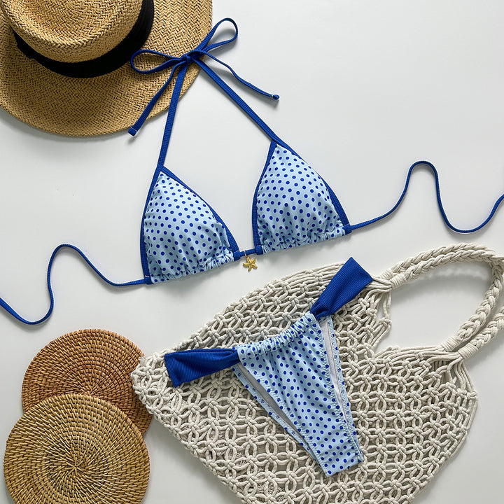 Women's Triangle Bikini with Stylish Polka Dot Pattern Mune Fashion