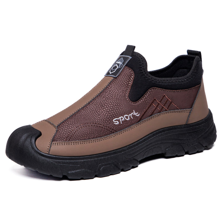 Men's robust slip-on work sneakers with reinforced toe cap, slip-resistant profile sole, and elastic entry Mune Fashion