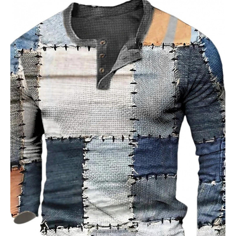 Men's sporty long-sleeve shirt with button placket Mune Fashion