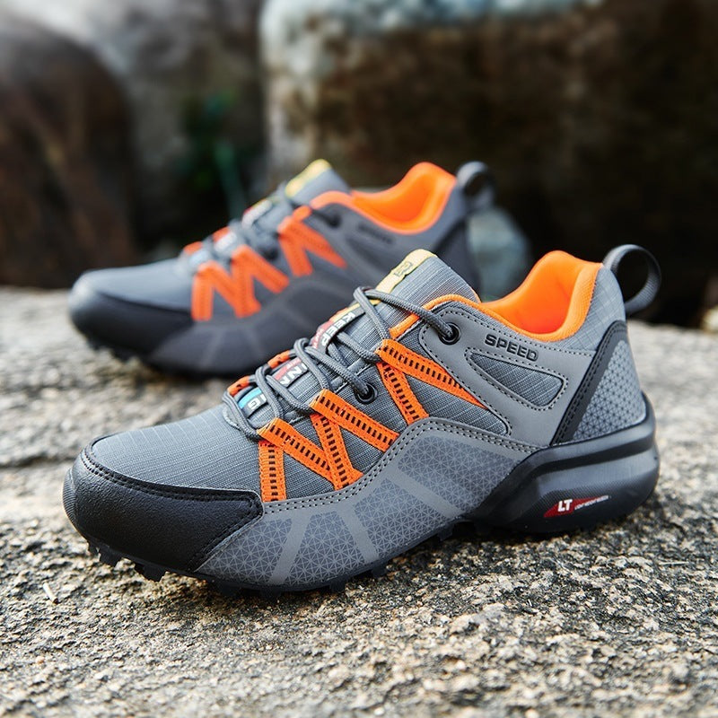 Men's robust trail running and outdoor sneaker with grippy multi-terrain profile sole, reinforced toe cap, and bungee lacing Mune Fashion