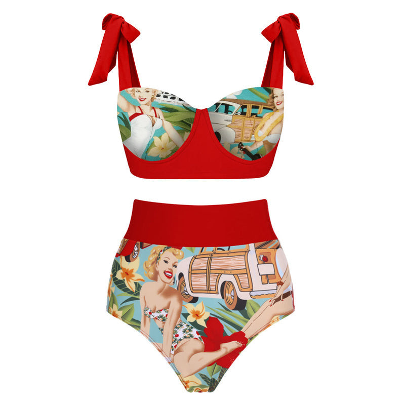 Women's bikini set with high-waisted shorts and playful wrap skirt Mune Fashion