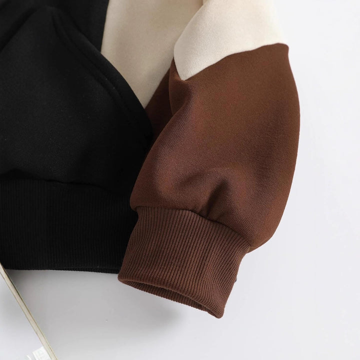 Women's Hooded Sweat Jacket with Color Block, Zipper and Kangaroo Pocket Mune Fashion