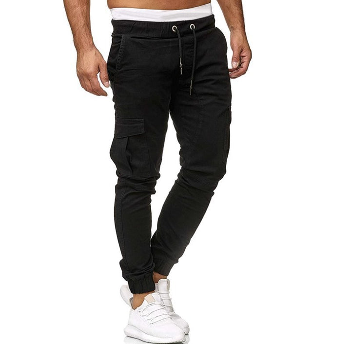 Men's cargo jogger pants with elastic waistband, drawstring and tapered leg Mune Fashion