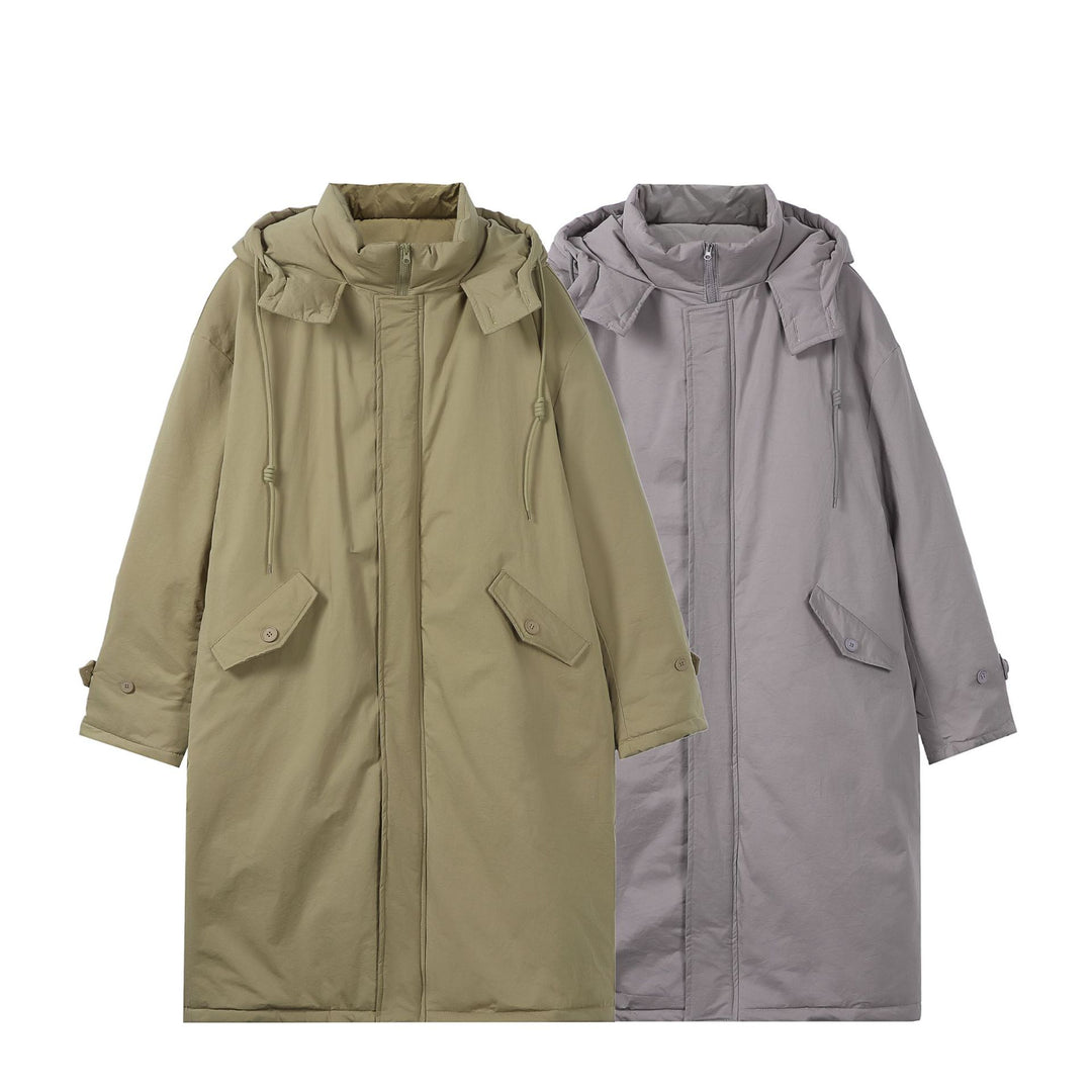 Women Long Padded Thermal Parka in Oversize Cut with Concealed Front Closure