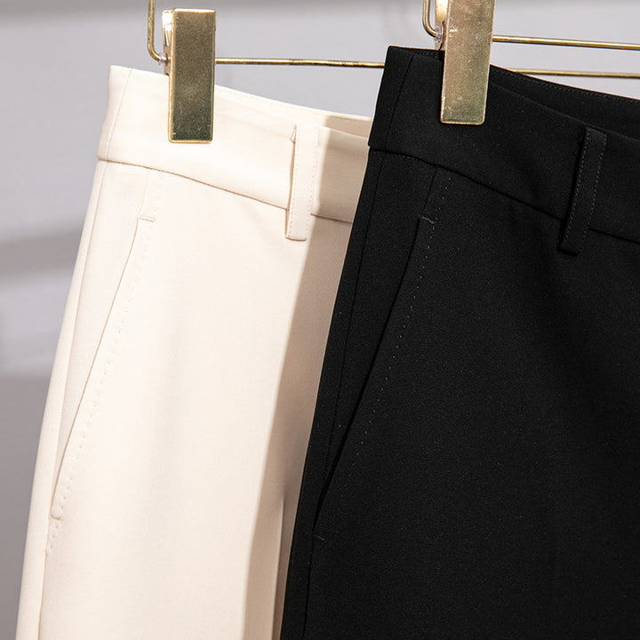 Ladies tailored palazzo pants with a crease and concealed hook closure Mune Fashion