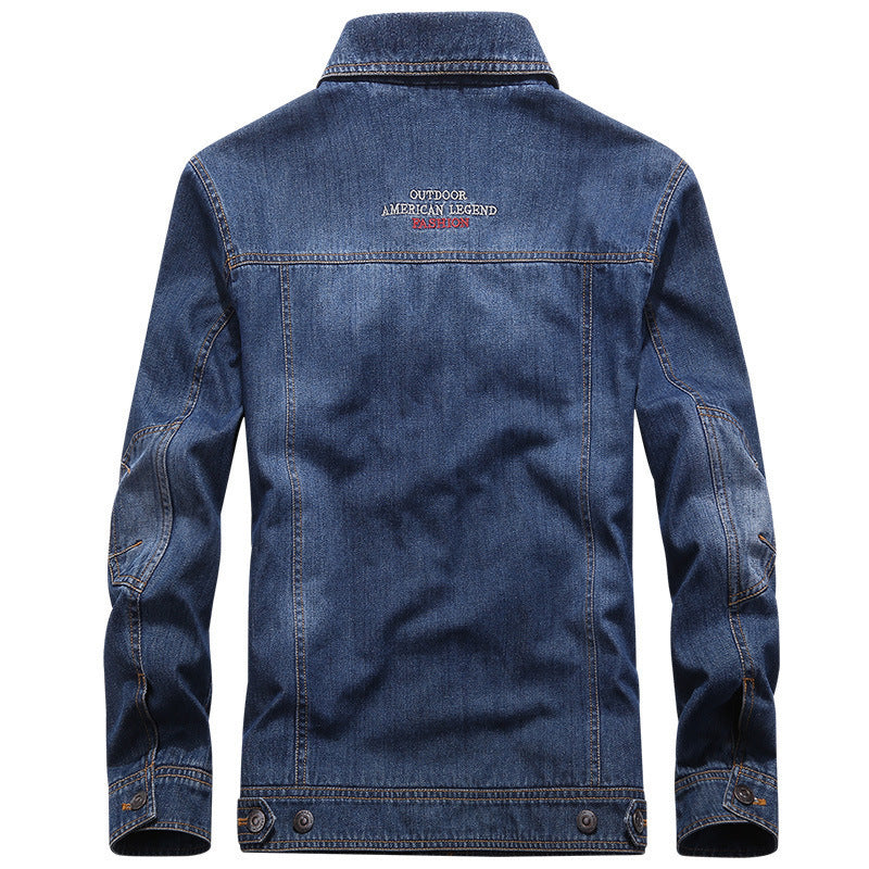 Men's denim jacket in vintage look with patch, chest pockets, and breathable mesh lining Mune Fashion