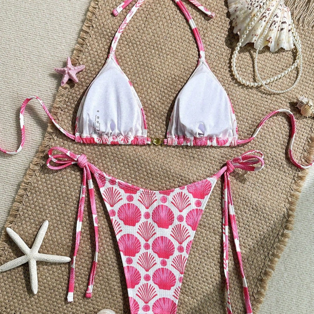 Women's triangle bikini with shell print and friendly cut Mune Fashion