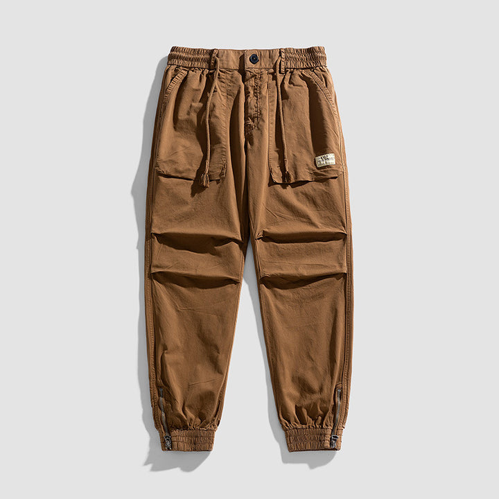 Men's Relaxed-Fit Cargo Jogger with Drawstring Waist, Knee Pleats and Zip Cuffs Mune Fashion