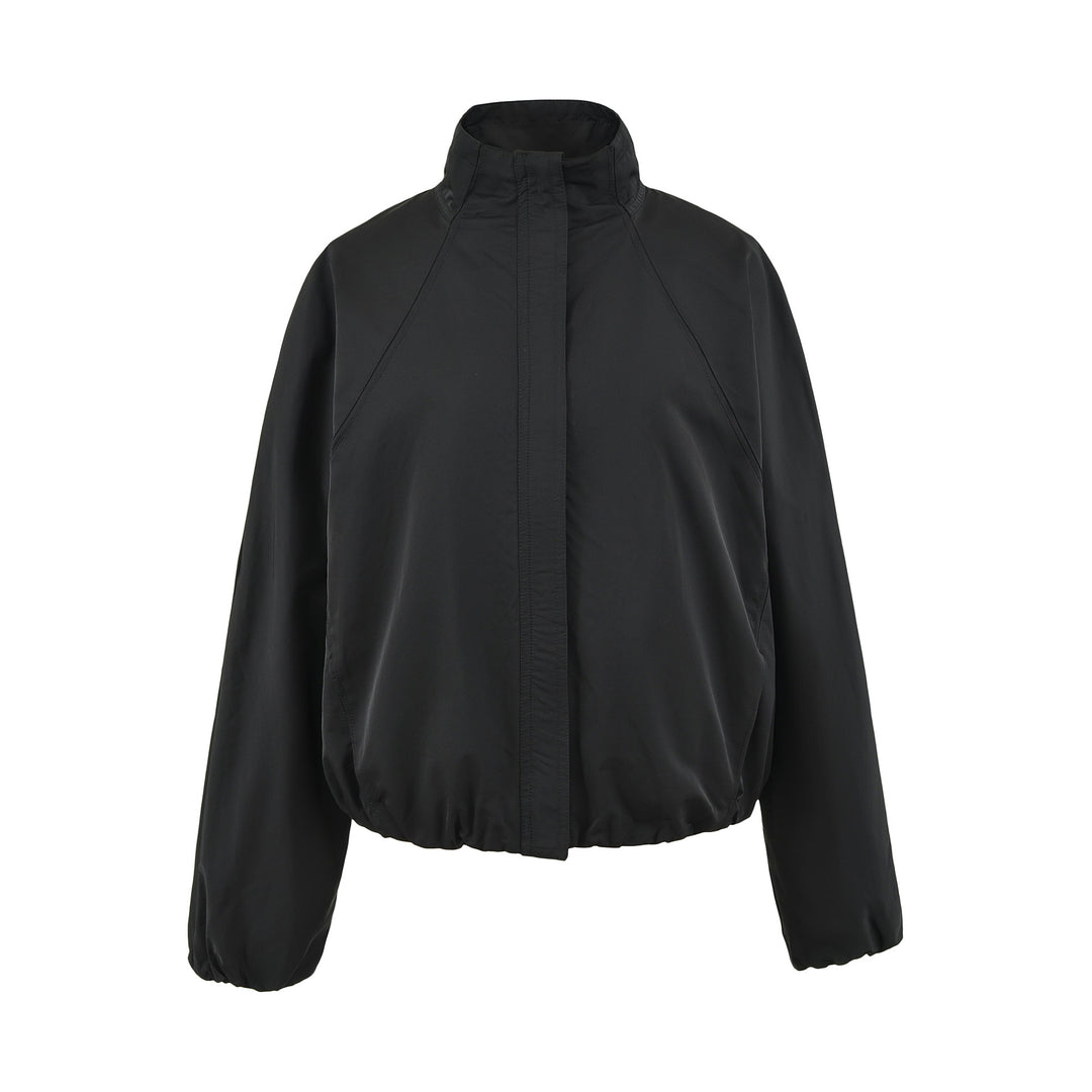 Women's Lightweight Rain and Wind Jacket with Stand Collar, Concealed Zipper and Elastic Hem Mune Fashion